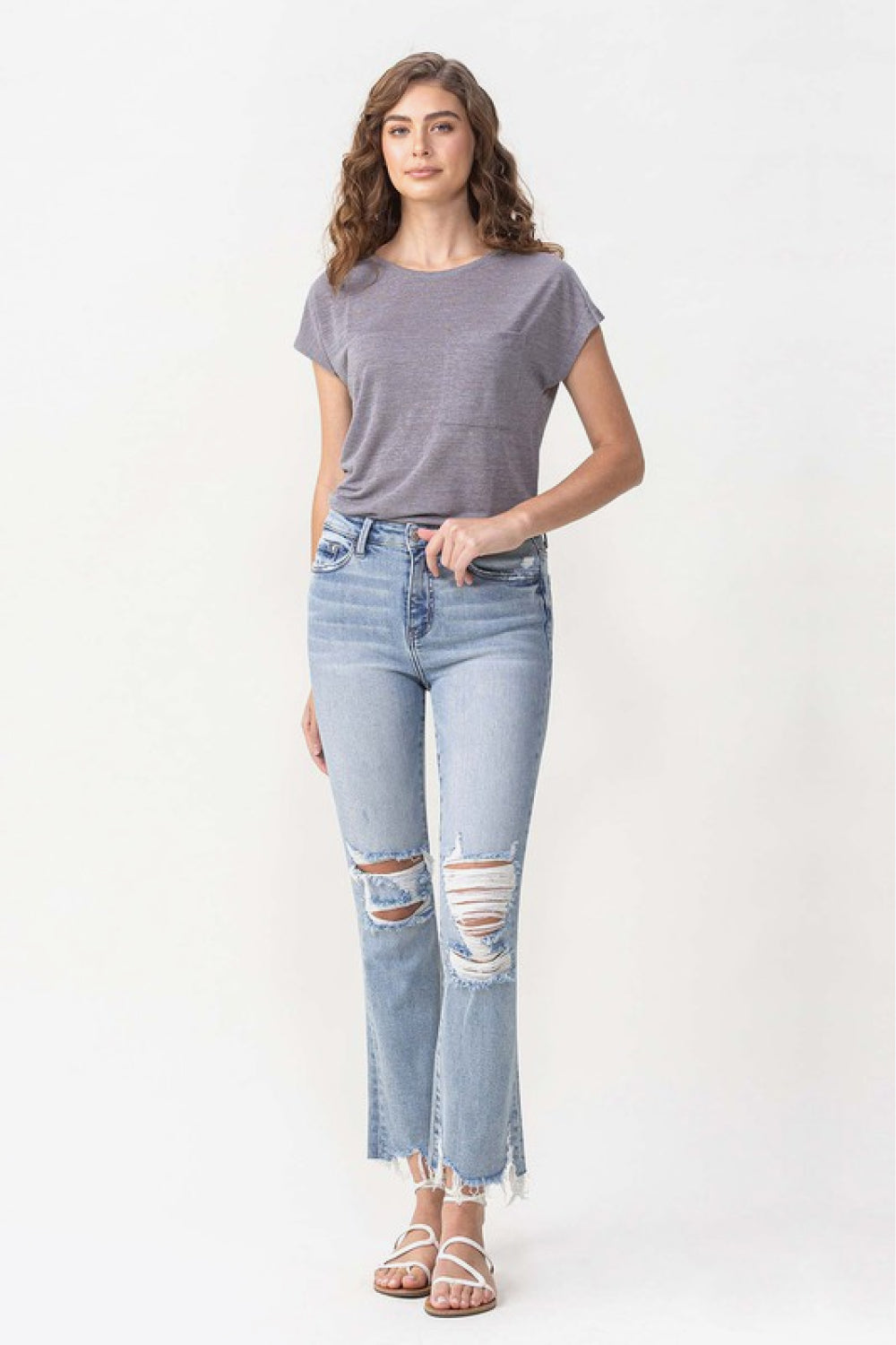 Vervet Wren Full Size High Rise Crop Flare Jeans