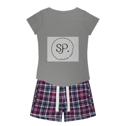 Super Pretty Women's Sleepy Tee and Flannel Short