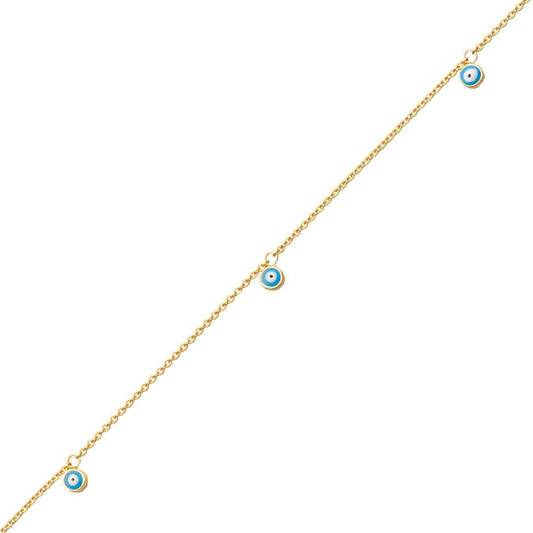 14K Gold Evil Eye Anklet