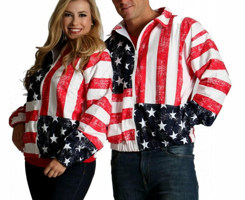 American Flag Print Unisex Zip-Up Jacket - 175709