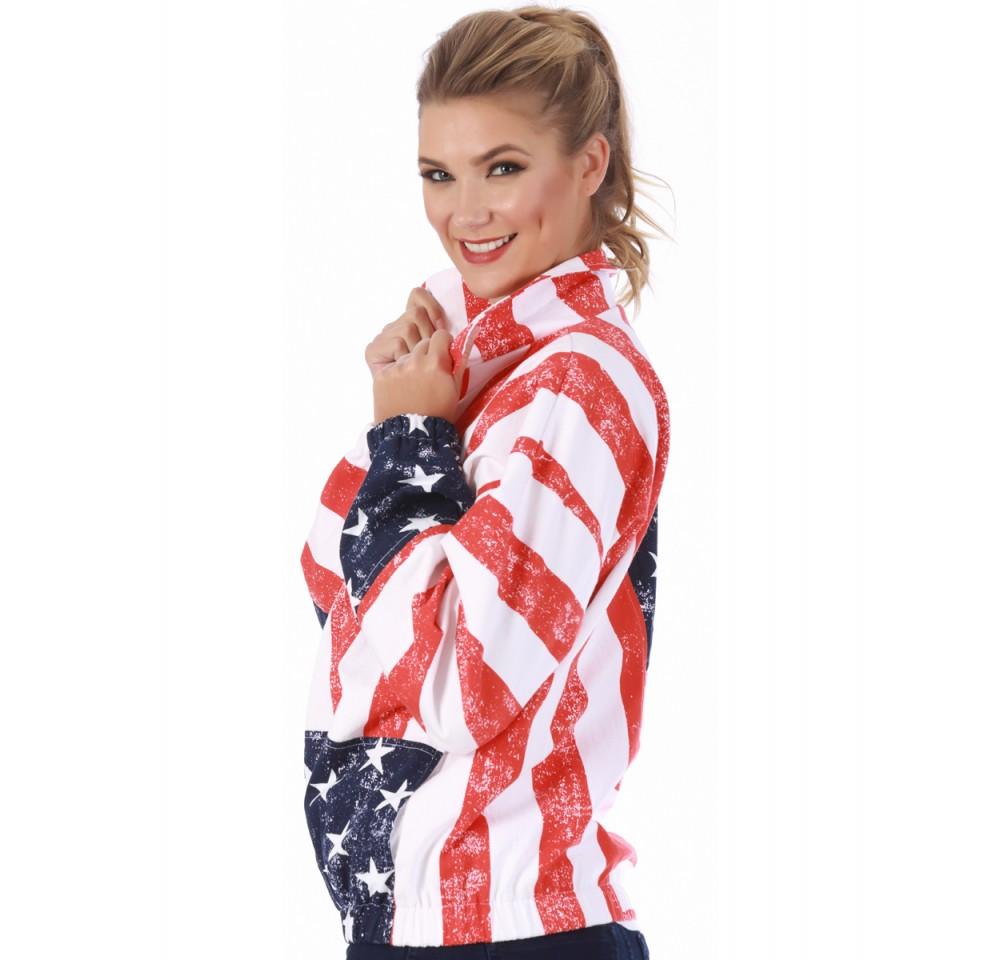 American Flag Print Unisex Zip-Up Jacket - 175709