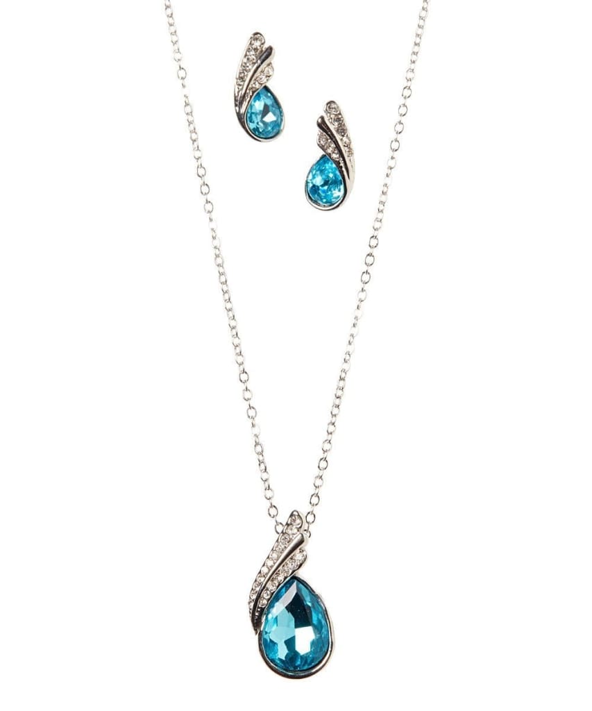 Sea Blue Crystal Necklace Set