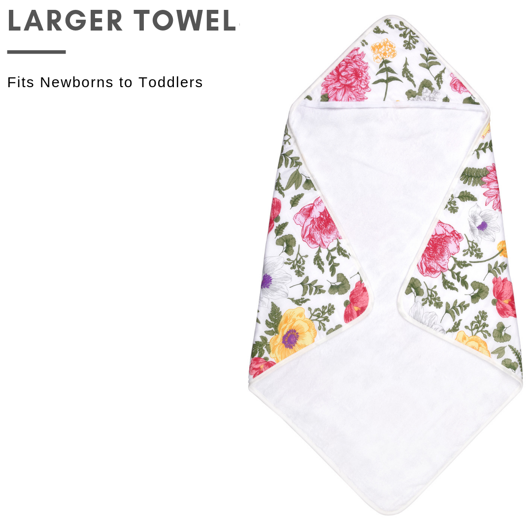 Baby Hooded Towel, Muslin-Backed, Buttery Soft Terry, Floral Print