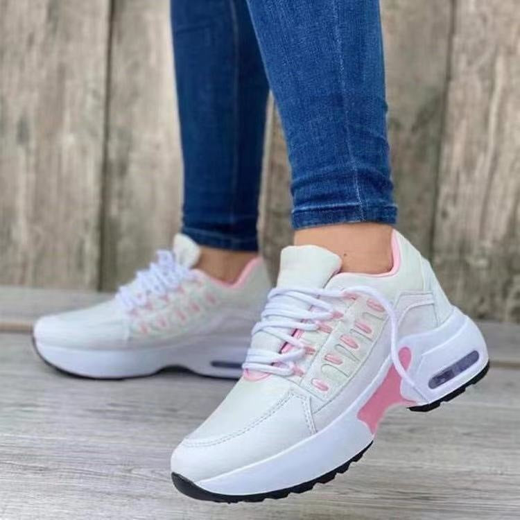 Women Wedge Lace Up Running Sneakers