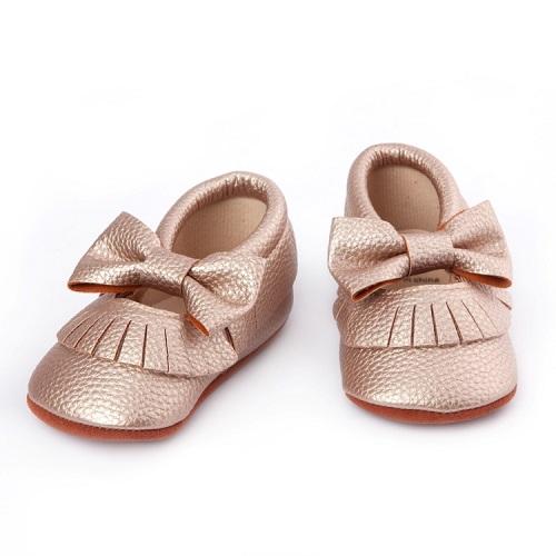 Willow Rose Gold Baby Moccasin Shoes