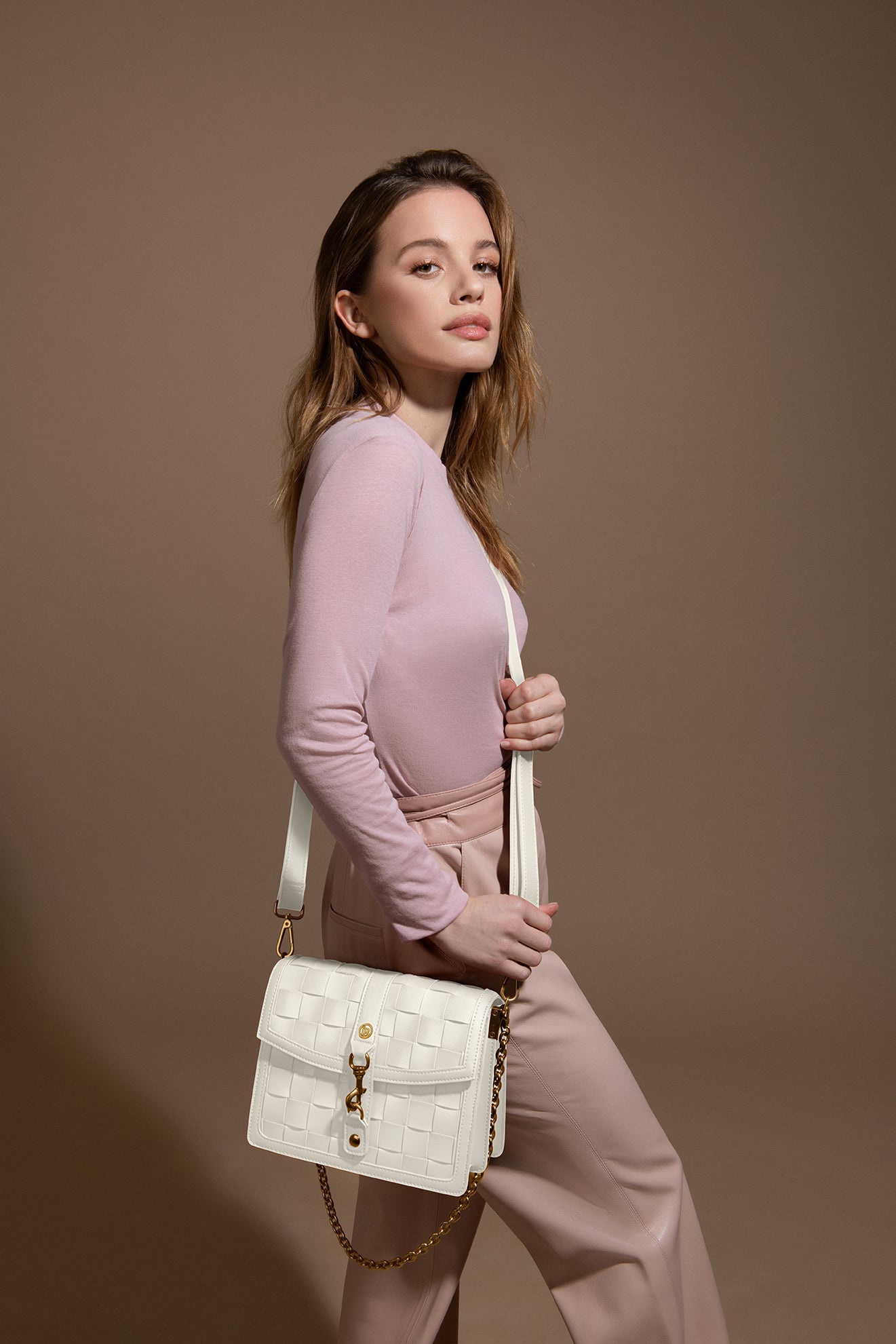 Daisy White Vegan Shoulder & Crossbody Bag