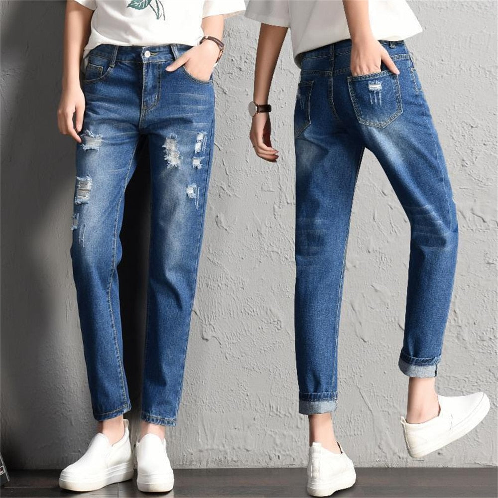 Denim Pants Ripped Hole Jeans Casual High Street Denim Pants Sexy