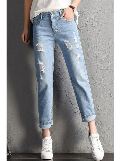 Denim Pants Ripped Hole Jeans Casual High Street Denim Pants Sexy