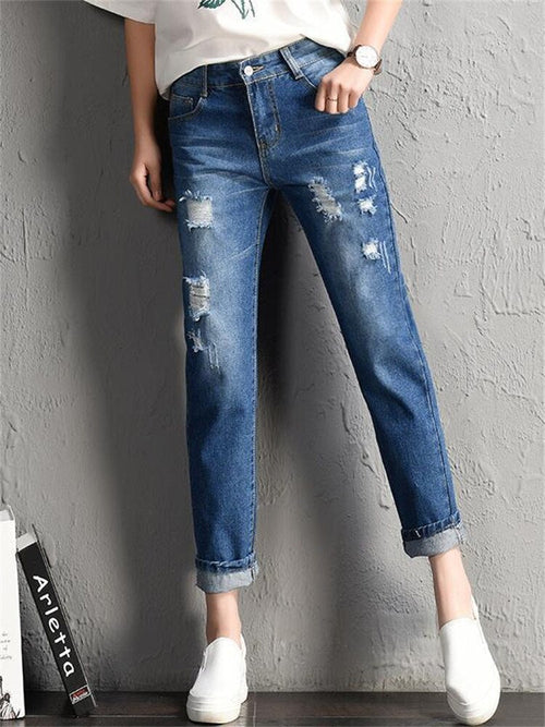 Denim Pants Ripped Hole Jeans Casual High Street Denim Pants Sexy