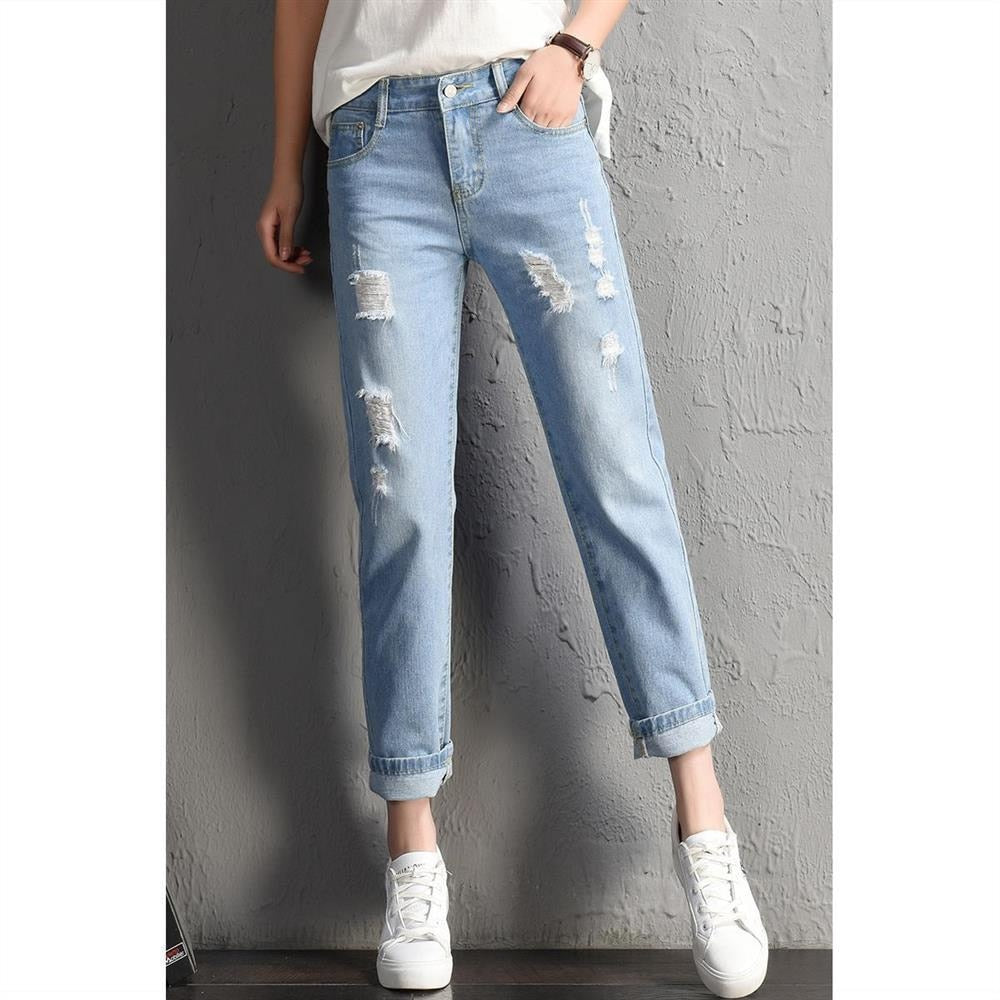 Denim Pants Ripped Hole Jeans Casual High Street Denim Pants Sexy