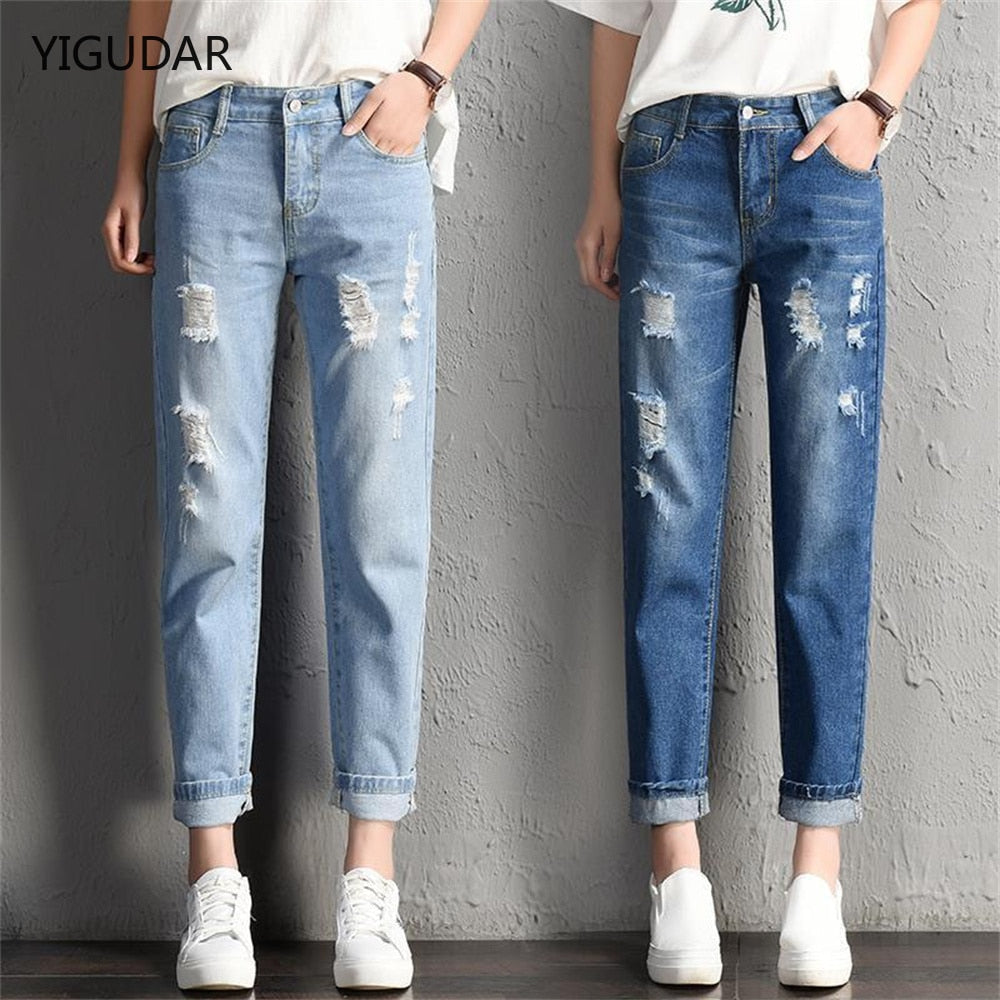 Denim Pants Ripped Hole Jeans Casual High Street Denim Pants Sexy