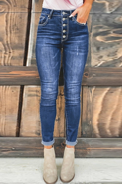 High Rise Skinny Button Fly Jeans