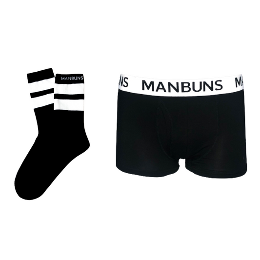 Men's Classic Black Boxer Trunk Underwear and Sock Set