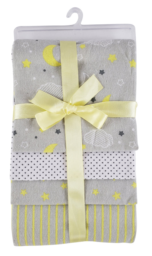 Bambini 4 Pack Yellow Flannel Receiving Blanket