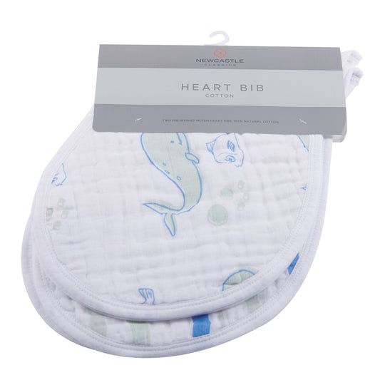 Ocean Cotton Heart Bib 2PK