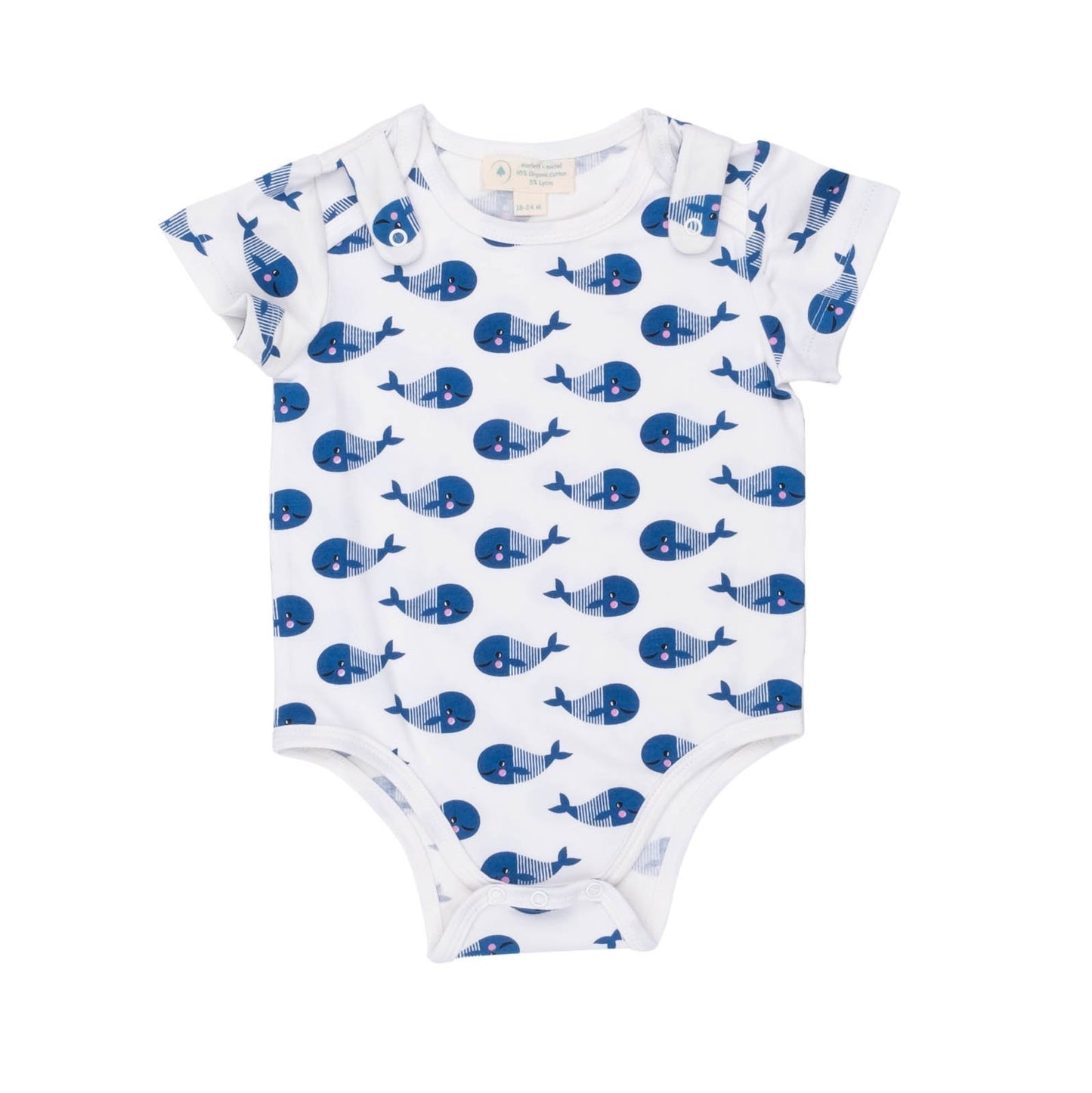 Smart Short Sleeve Bodysuit + Bib - Blue Whale