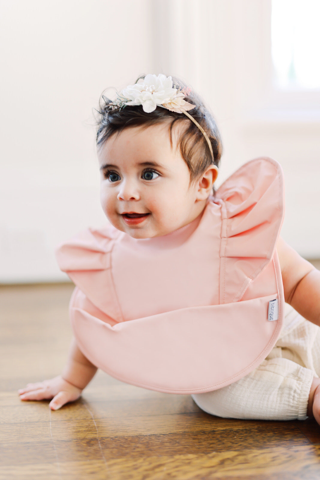 Pink Blush Ruffle Angel Bib