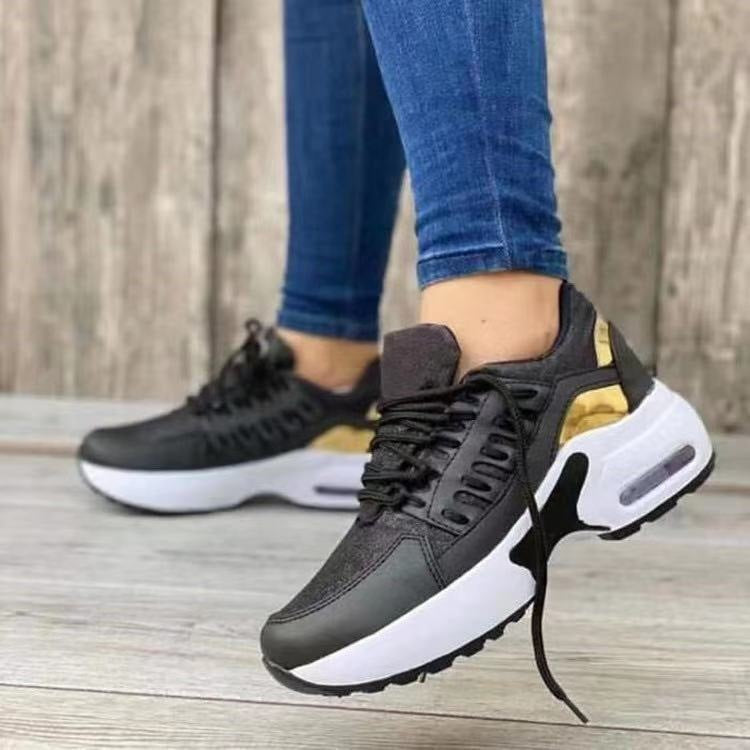 Women Wedge Lace Up Running Sneakers