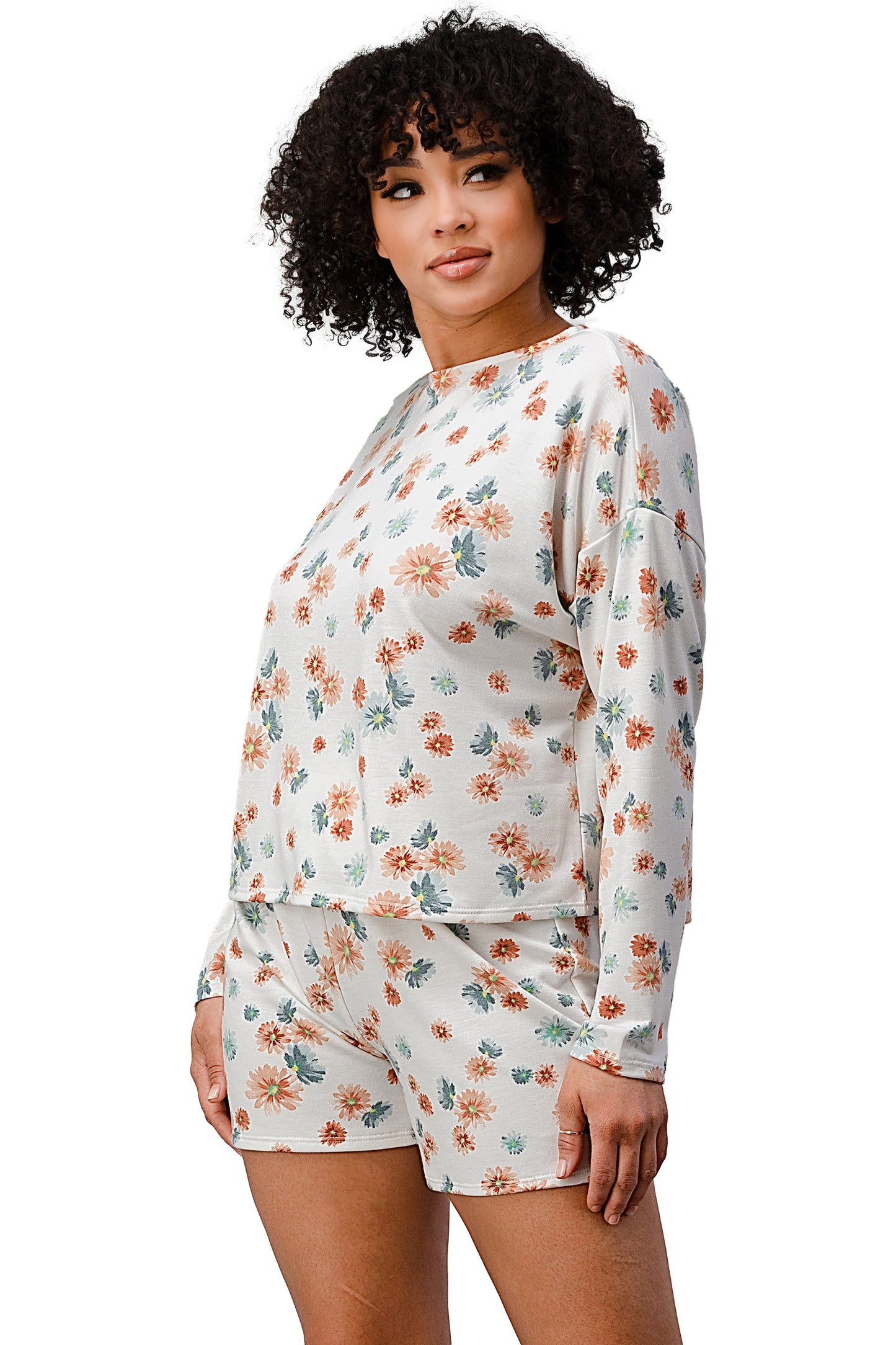 French Terry Daisy Floral Short PJ Pajama Set