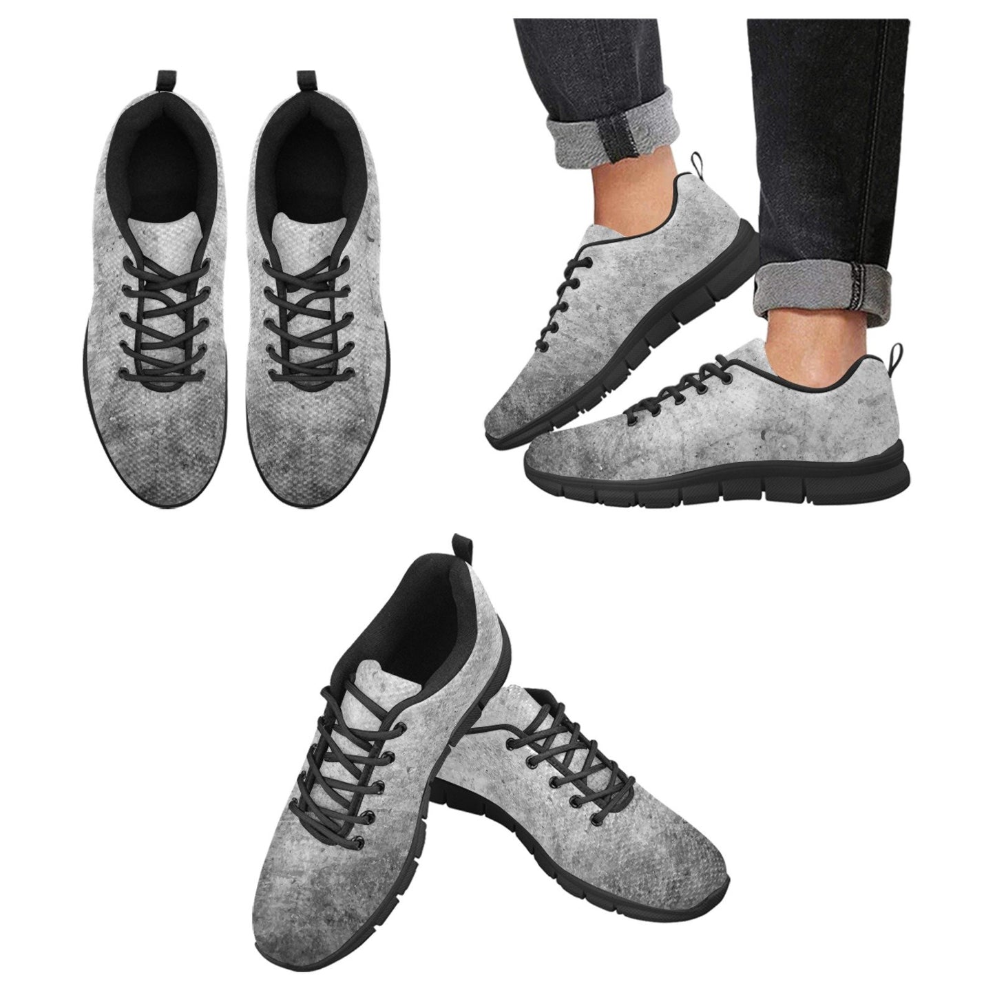 Sneakers For Men, Grey And Black - Canvas Mesh Athletic Running Shoes