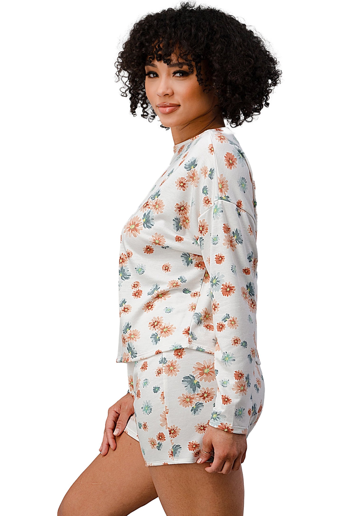 French Terry Daisy Floral Short PJ Pajama Set