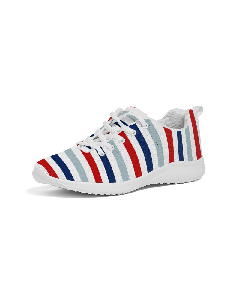 Mens Athletic Sneakers, Red White Blue Striped Running Shoes