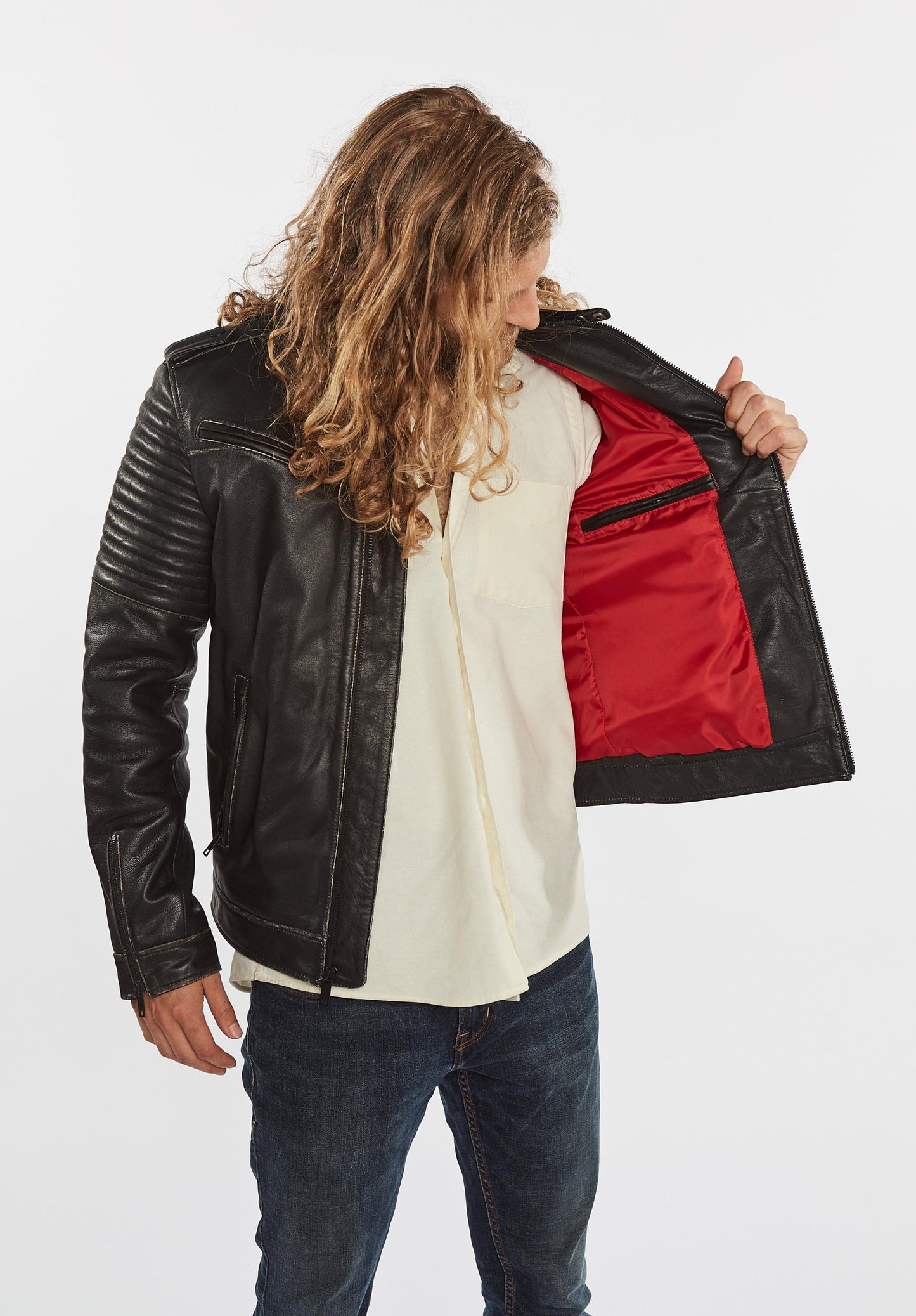 Mens Stark Distressed Leather Jacket