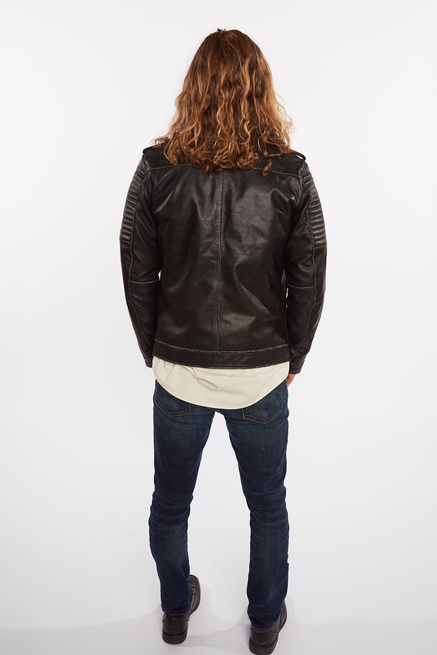 Mens Stark Distressed Leather Jacket