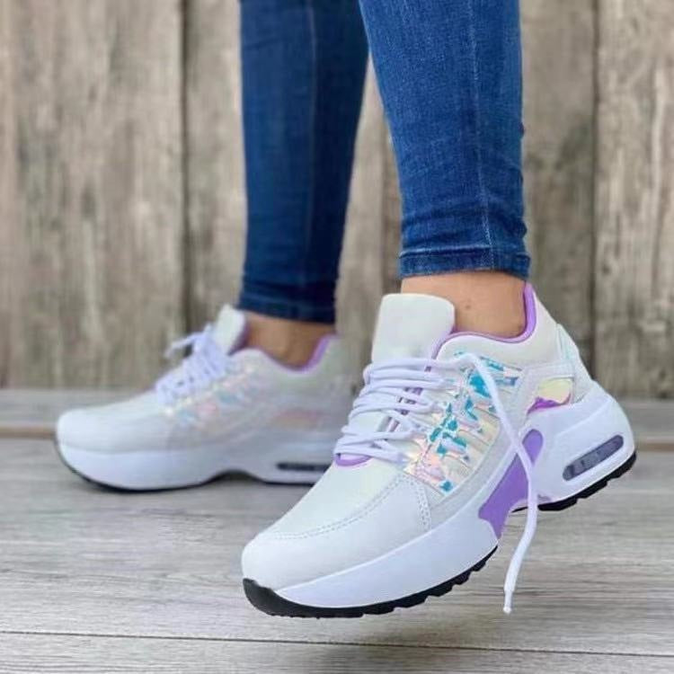 Women Wedge Lace Up Running Sneakers