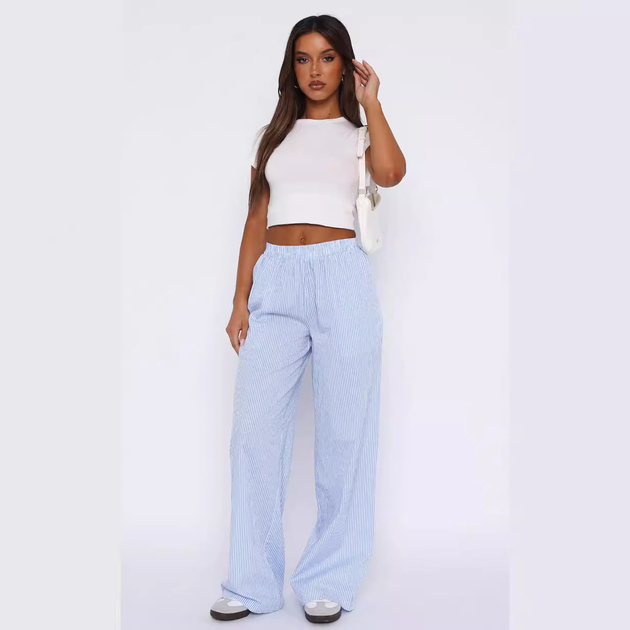 Casual Striped Wide Leg Pant