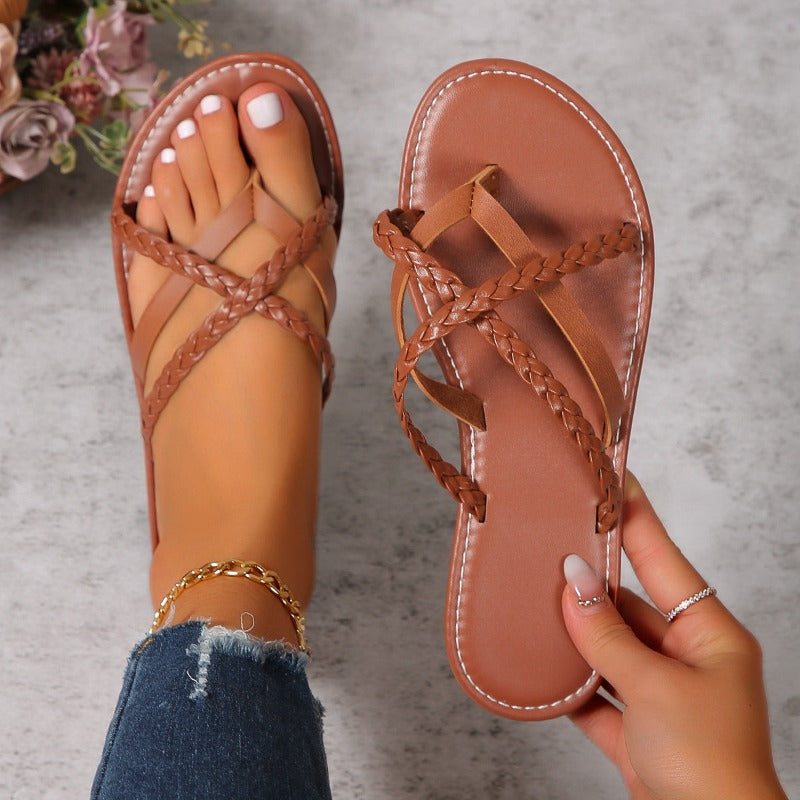 Casual Cross-Woven Thong Sandals