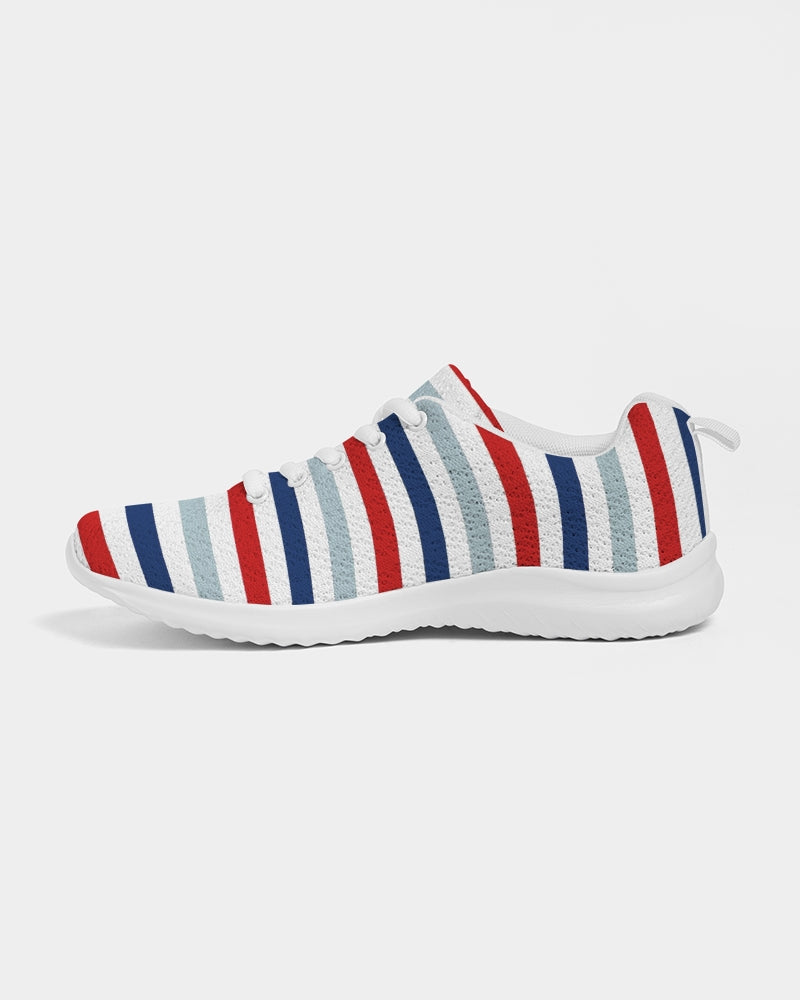 Mens Athletic Sneakers, Red White Blue Striped Running Shoes