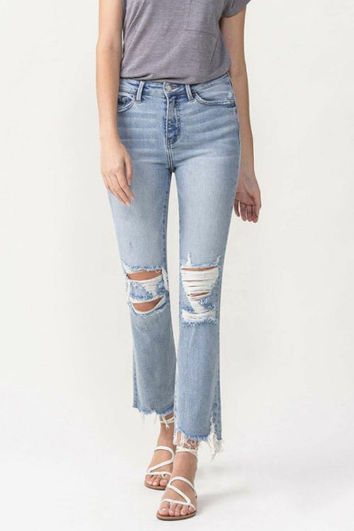 Vervet Wren Full Size High Rise Crop Flare Jeans