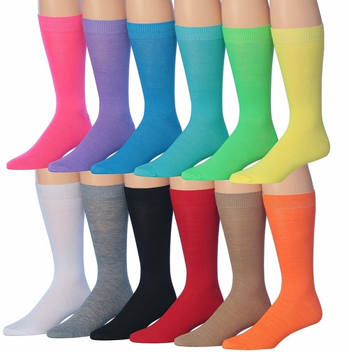 James Fiallo Mens 12 Pairs Funny Faces Striped Colorful Crew Socks