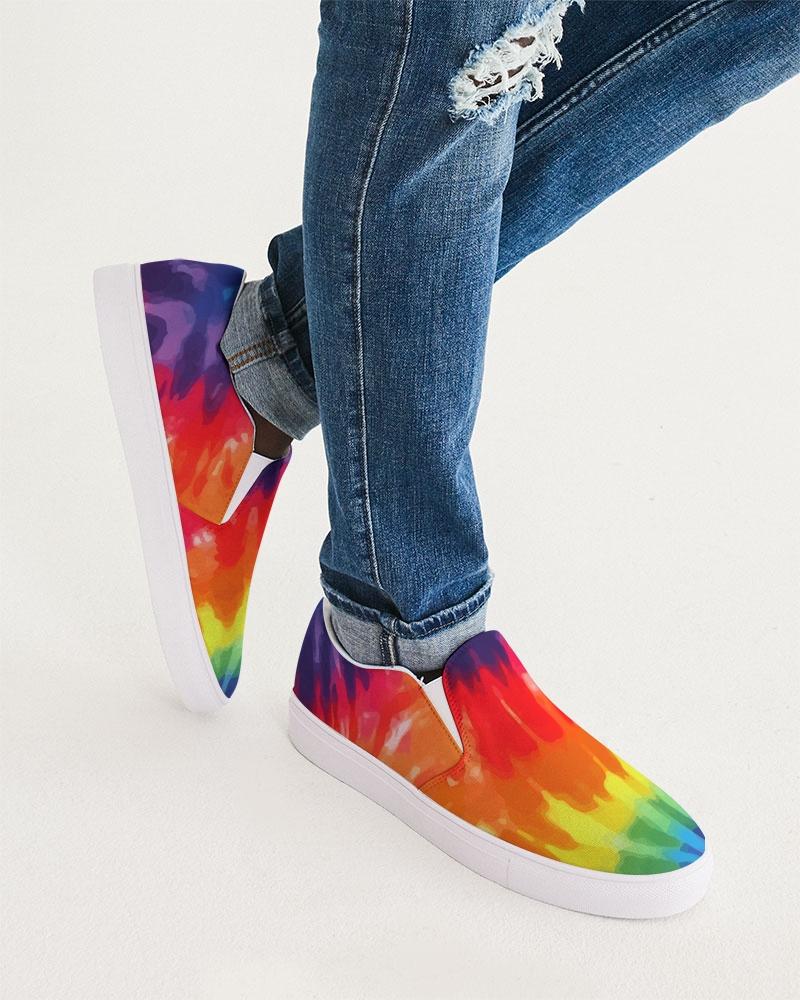 Mens Sneakers, Multicolor Tie-dye Low Top Canvas Slip-on Sports Shoes