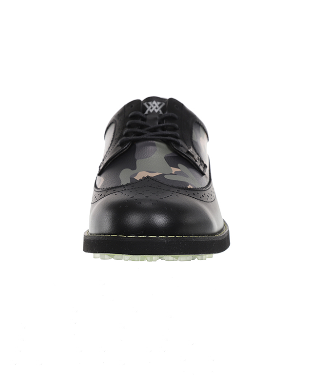 ANew Golf: Men's Camo Wingtip Brogue Shoes - Black