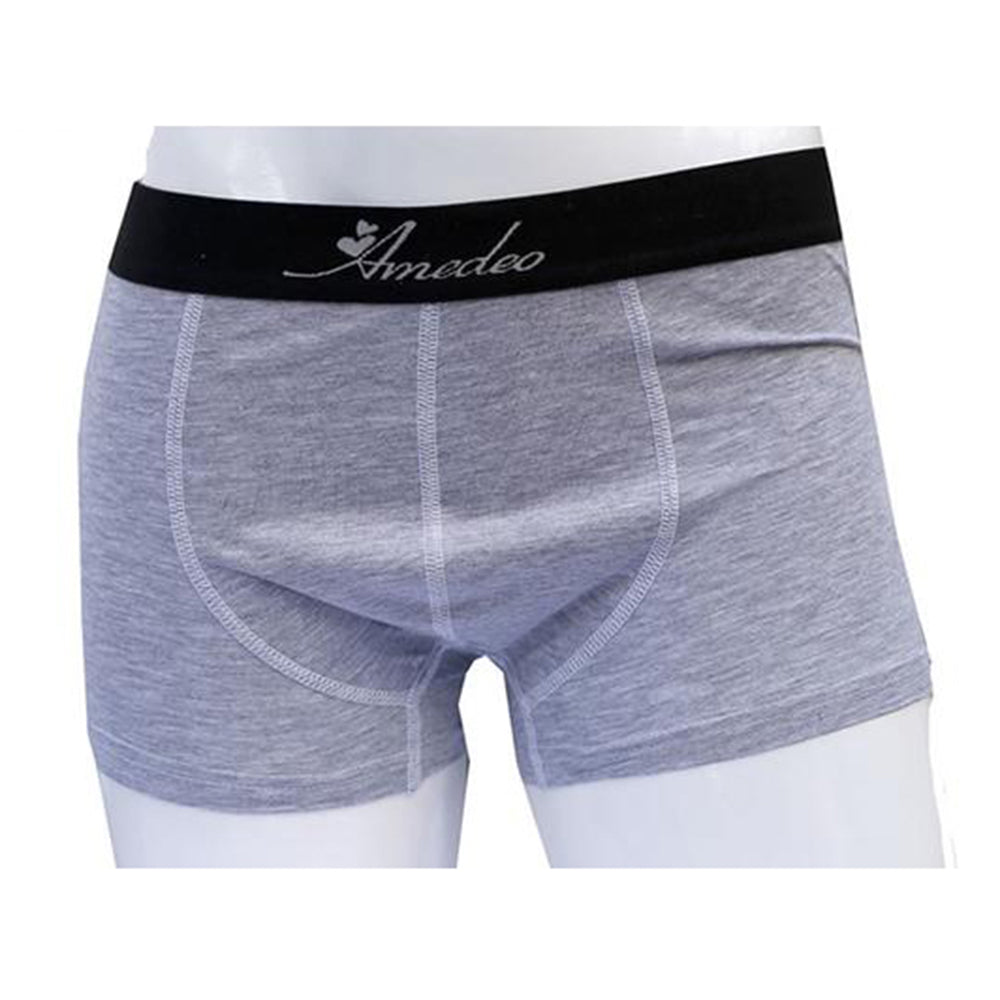 Solid Grey Mens Boxer Briefs - Cotton Underwear Trunk for Men