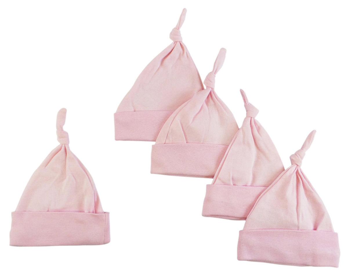 Bambini 1100-PINK-5 Knotted Baby Cap, Pink - Pack of 5