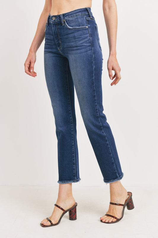 JUST BLACK DENIM HIGH WAISTED CLEAN STRAIGHT LEG JEAN