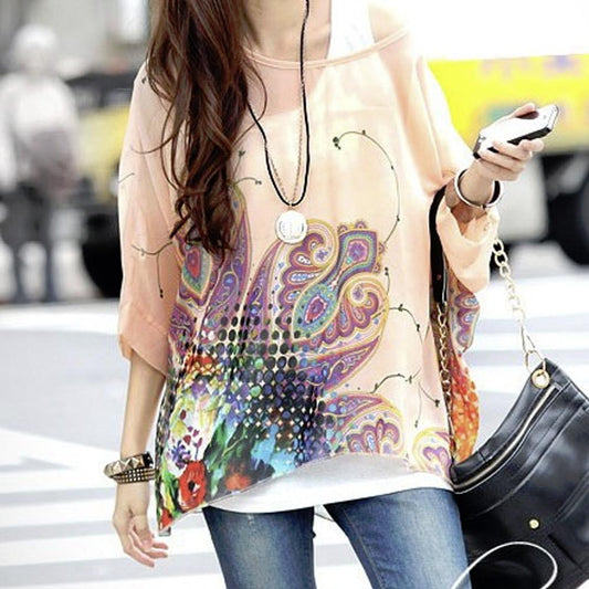 Womens Paisley Print Chiffon Top