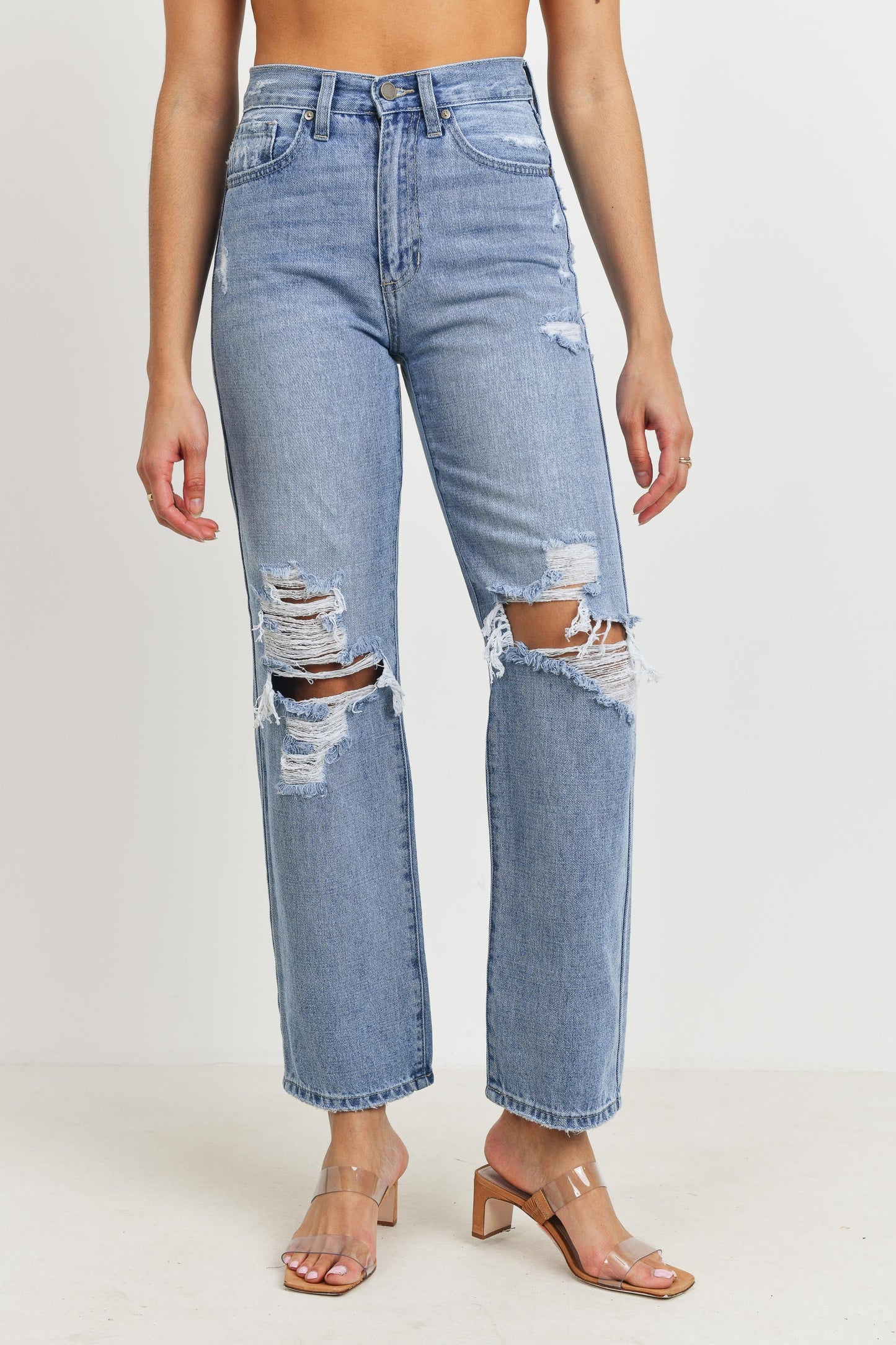 JBD HIGH WAISTED DISTRESSED LOOSE FIT JEAN