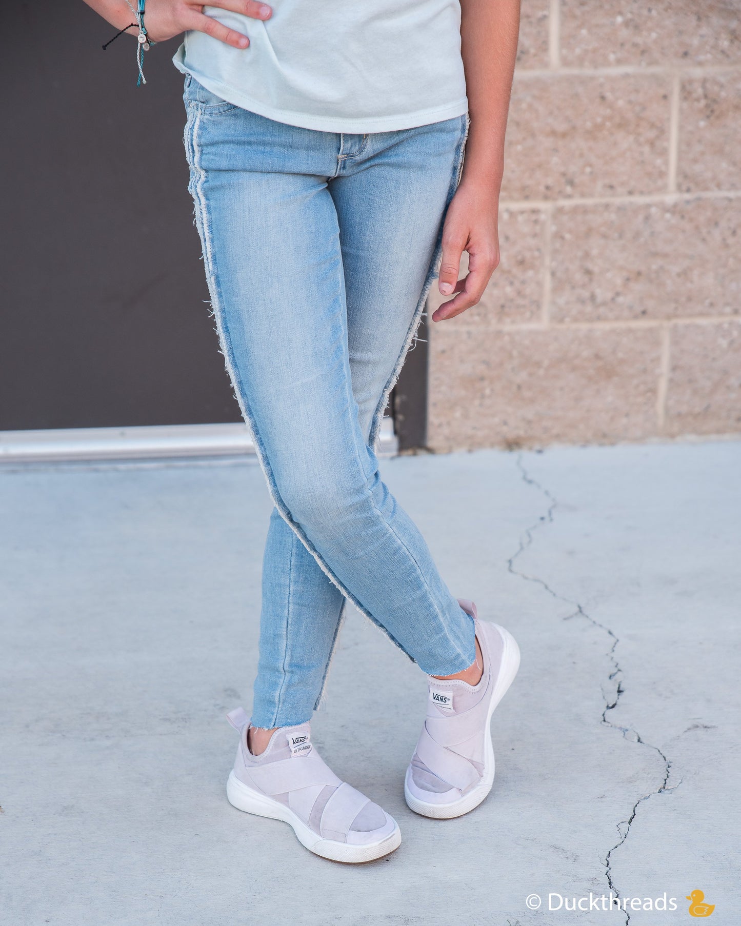 Tractr Girls Jeans with side Fray & Asymmetrical Hem