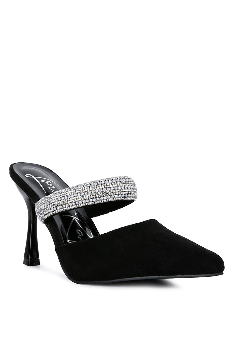 fauci diamante strap heeled mules