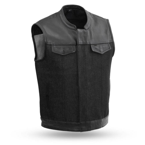 49/51 Men's Denim & Leather Combo Vest