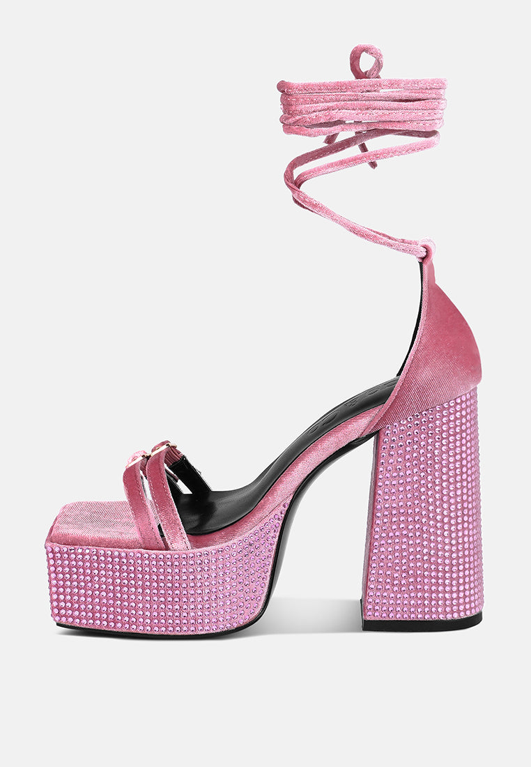 firecrown rhinestone platform high block sandals