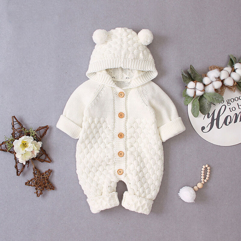 Newborn Unisex Bear Rompers 6-24M