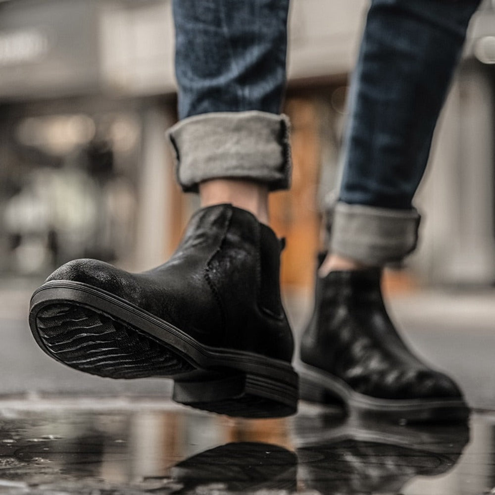 Mens Vegan Leather Angle Boots