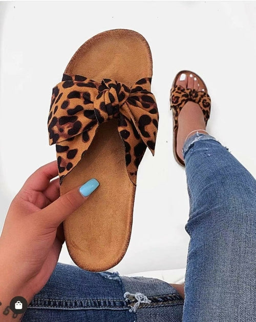 Leopard Women Slipper Summer Open Toe Platform Slide Ladies