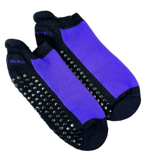 Heel Tab Mesh Top Cotton Anklet Socks with Non-Skid Gripper