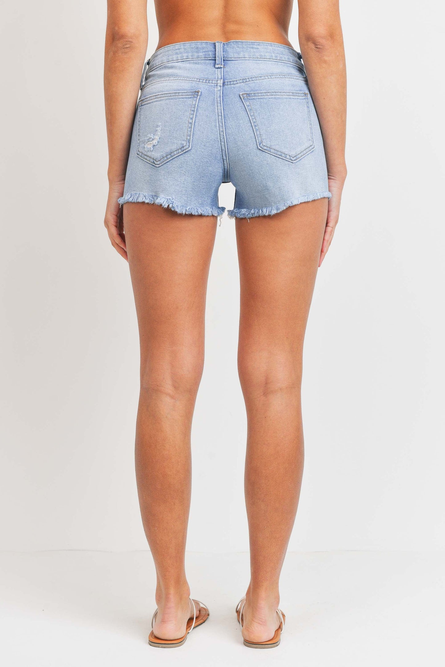 JUST USA MID RISE DISTRESSED MINI SHORT